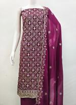 Zomato Silk Purple Party Wear Multi Sequence Work Dress Material